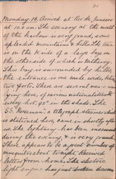 16 December 1889 journal entry